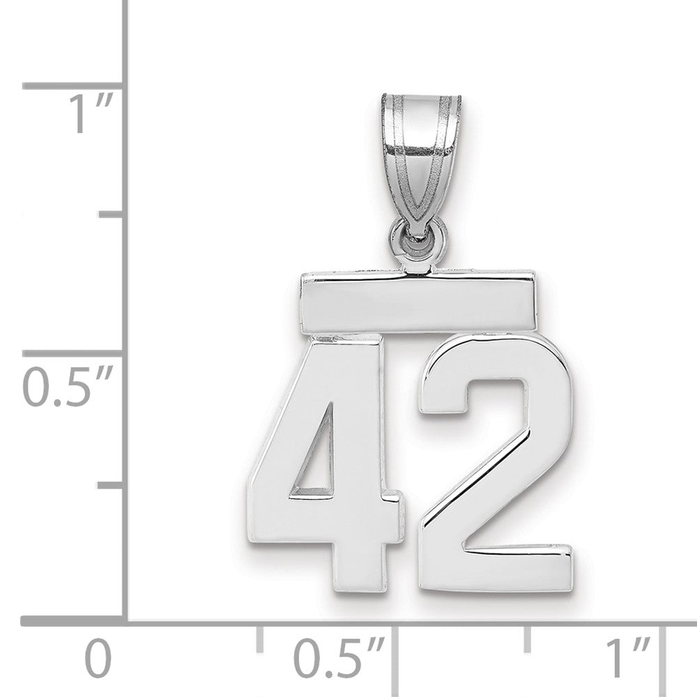 14k White Goldw Small Polished Number 42 Charm