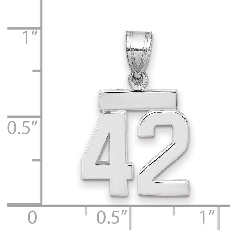 14k White Goldw Small Polished Number 42 Charm