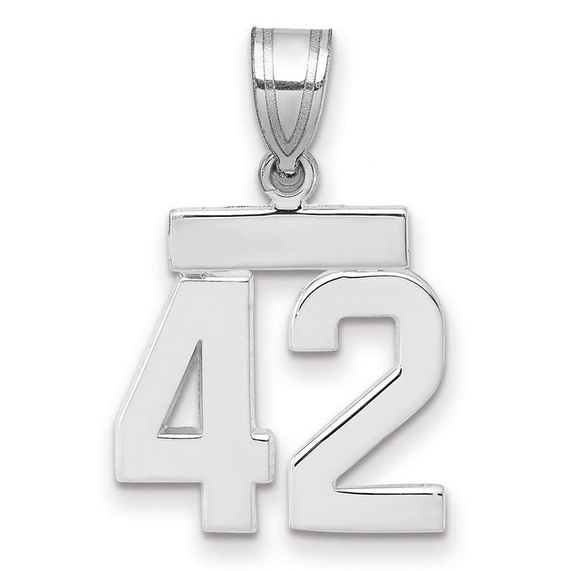 14k White Goldw Small Polished Number 42 Charm