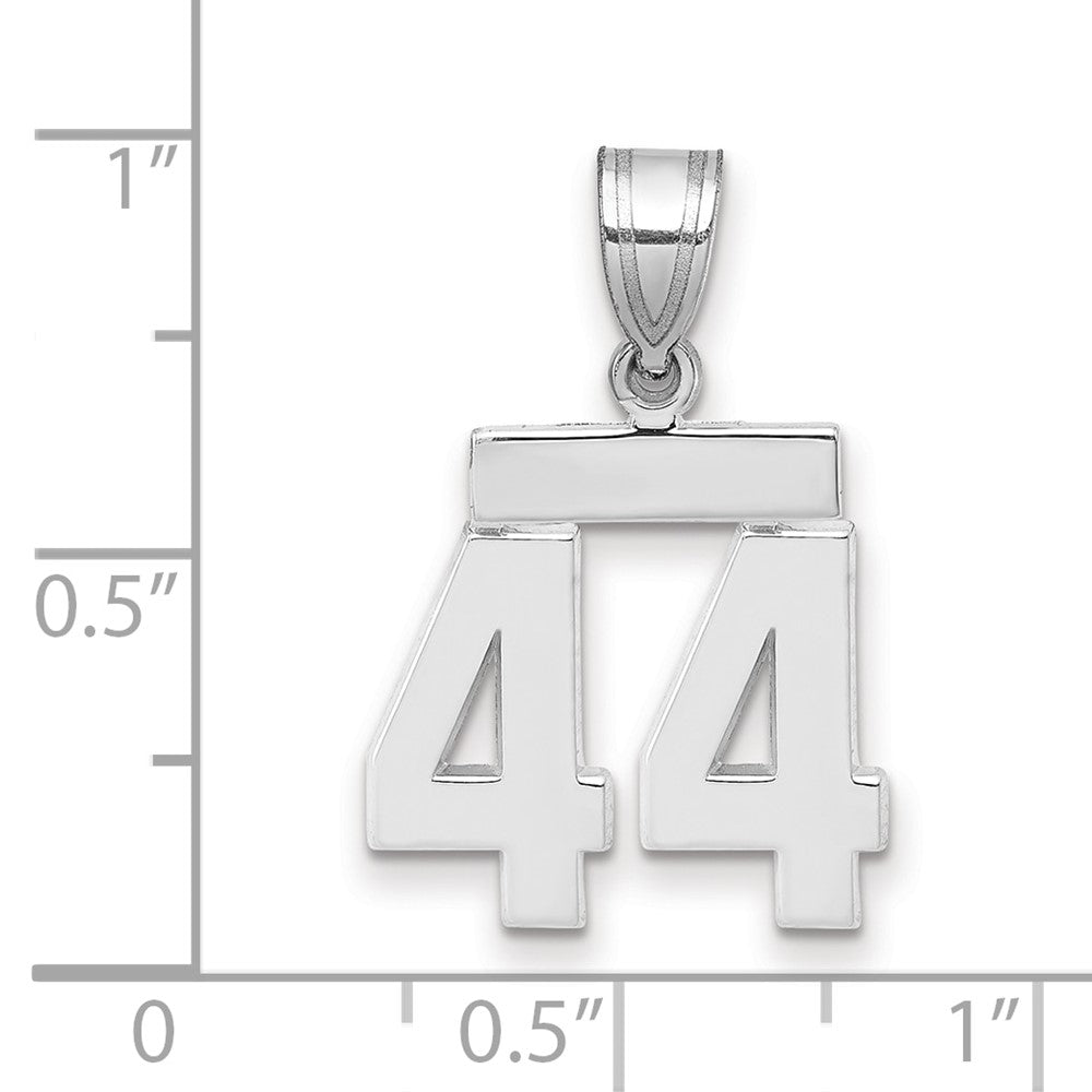 14k White Goldw Small Polished Number 44 Charm