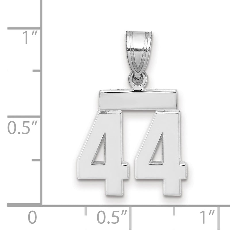 14k White Goldw Small Polished Number 44 Charm