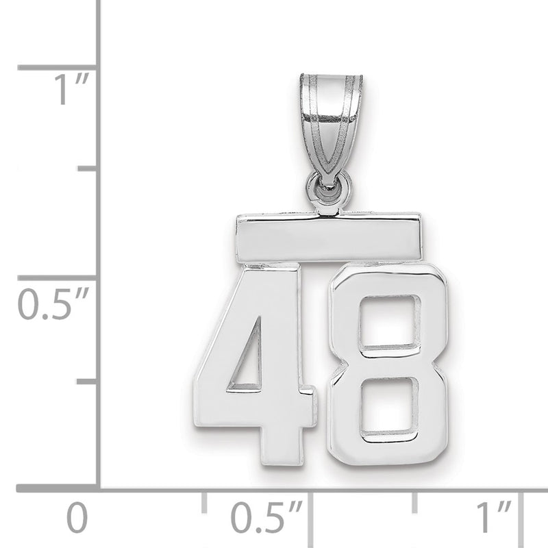 14k White Goldw Small Polished Number 48 Charm