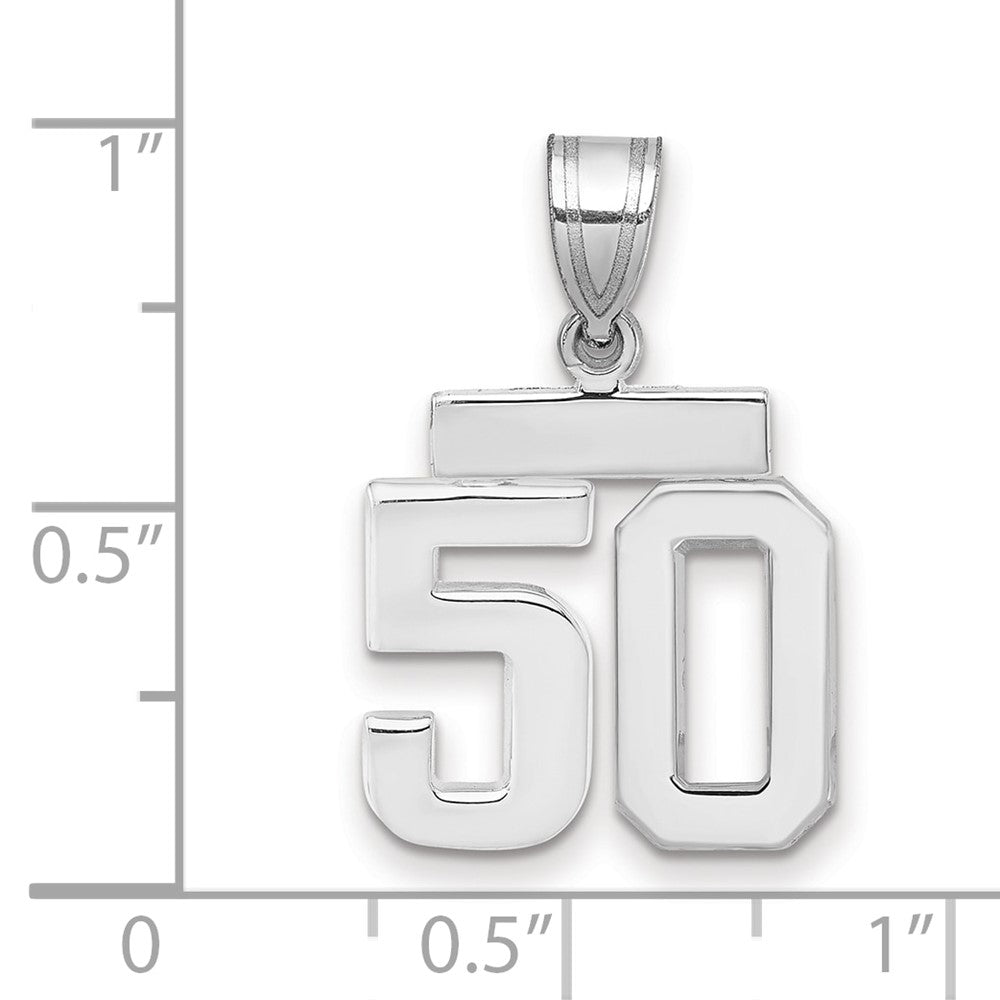 14k White Goldw Small Polished Number 50 Charm