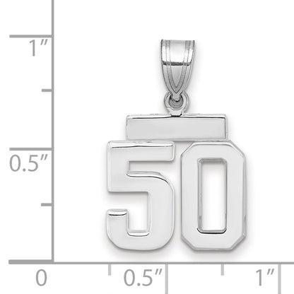 14k White Goldw Small Polished Number 50 Charm