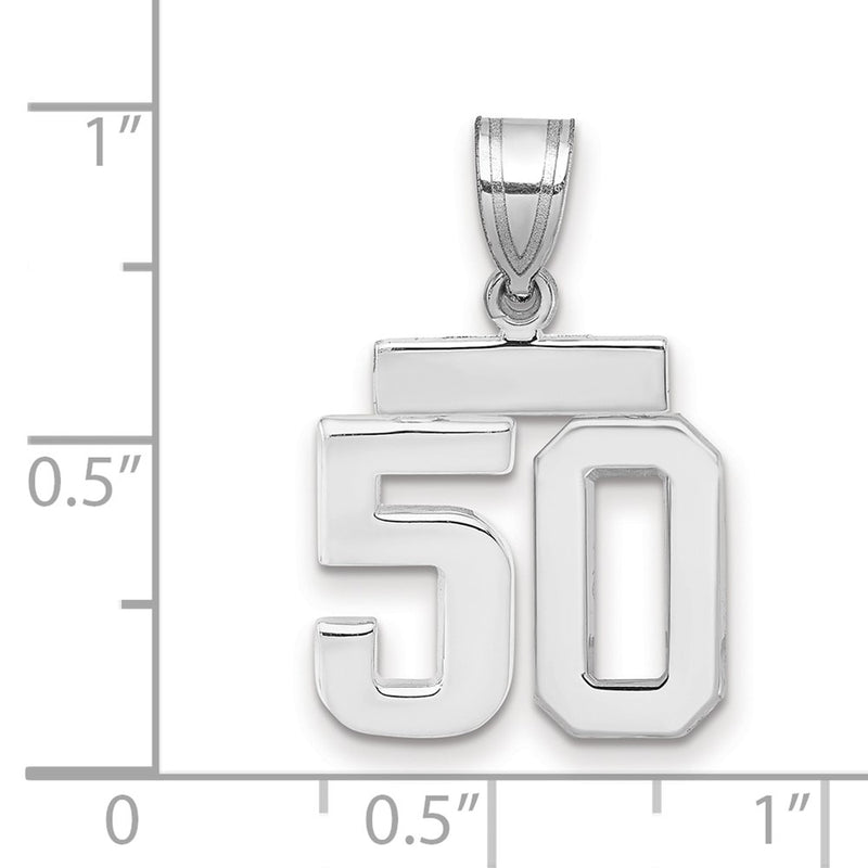 14k White Goldw Small Polished Number 50 Charm