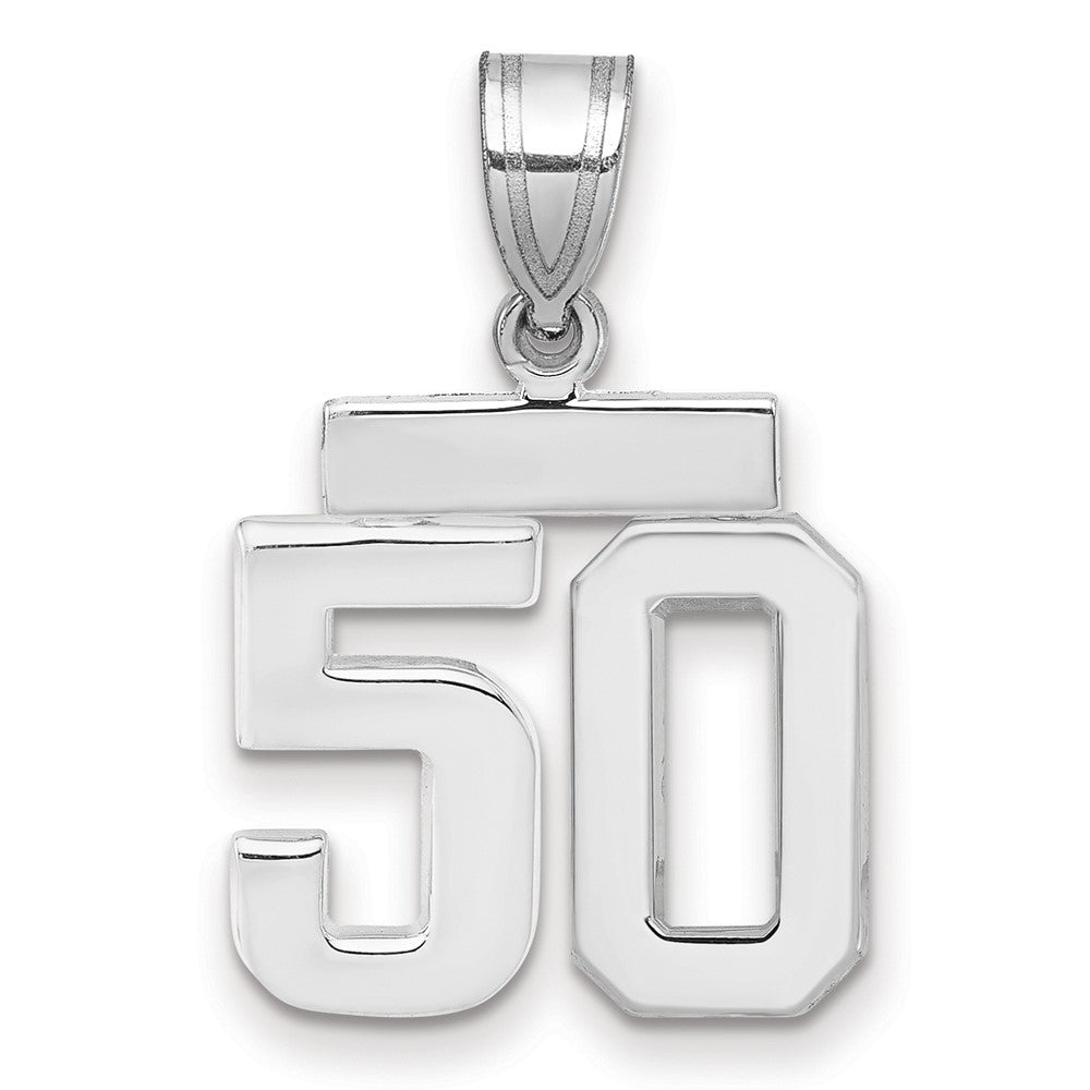 14k White Goldw Small Polished Number 50 Charm