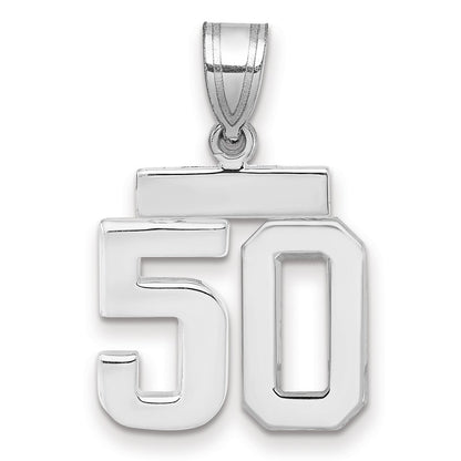 14k White Goldw Small Polished Number 50 Charm