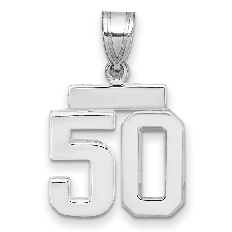 14k White Goldw Small Polished Number 50 Charm