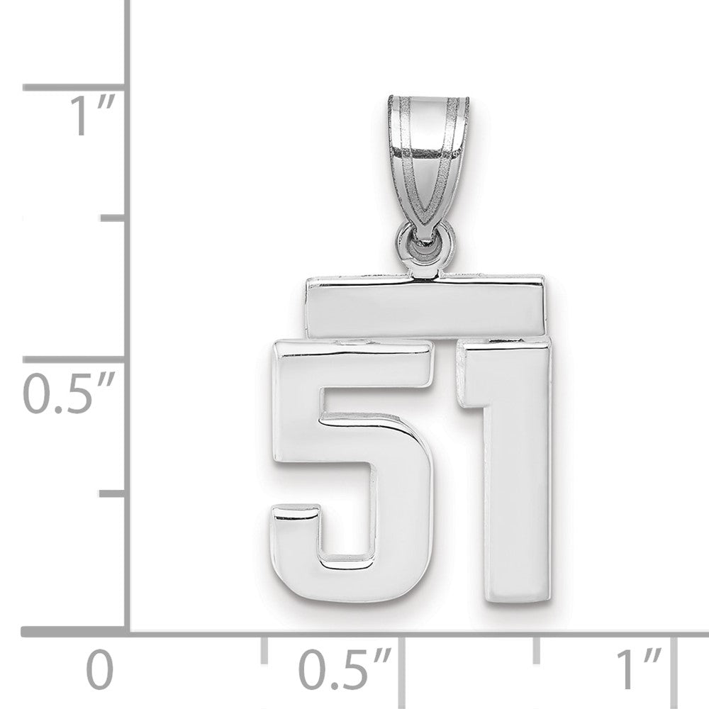 14k White Goldw Small Polished Number 51 Charm