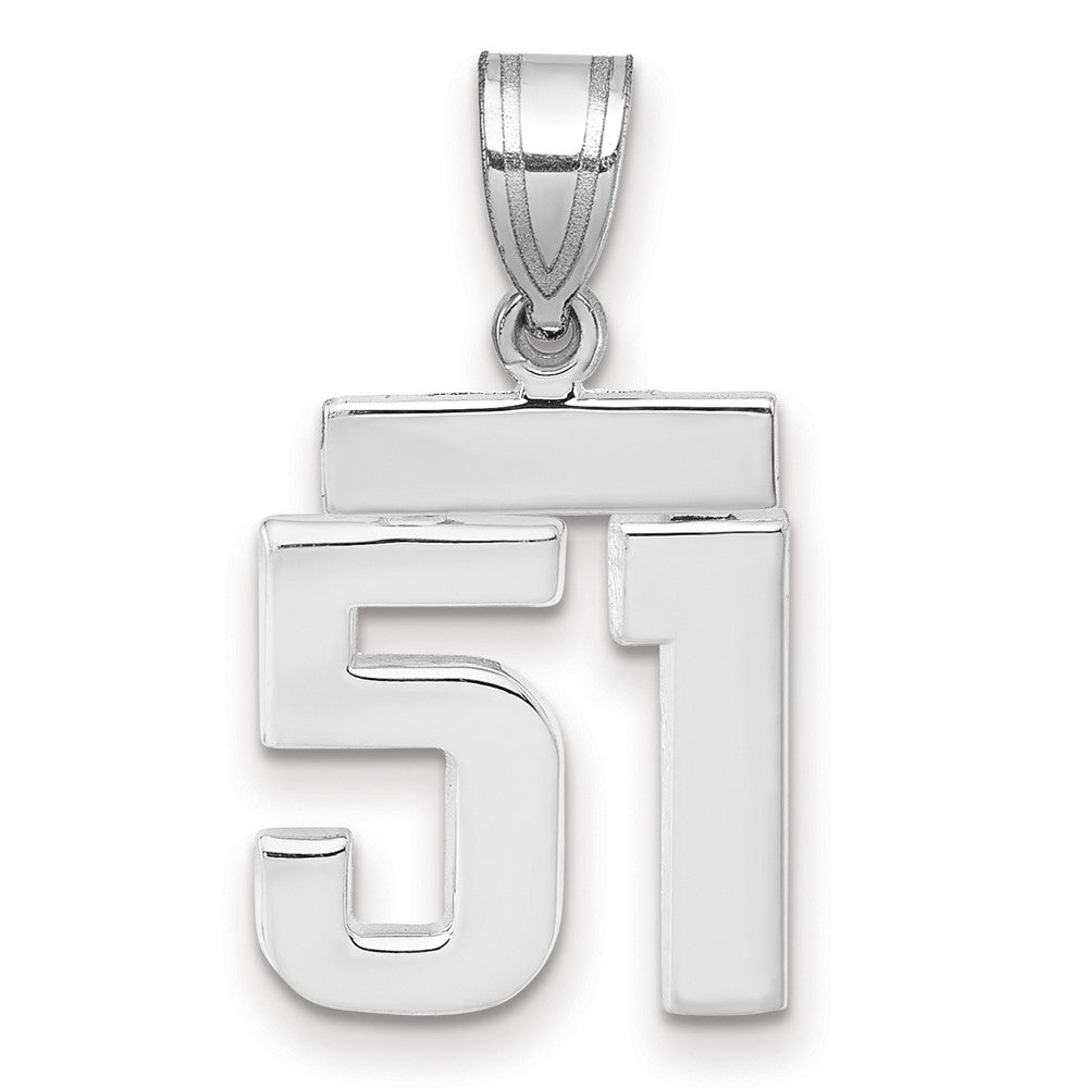 14k White Goldw Small Polished Number 51 Charm