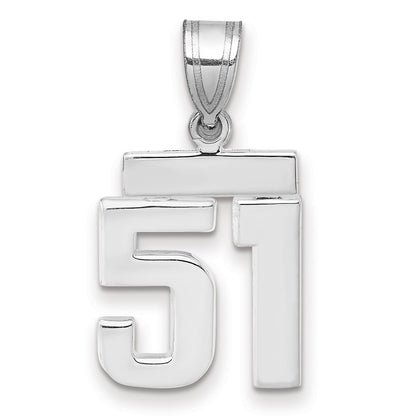 14k White Goldw Small Polished Number 51 Charm