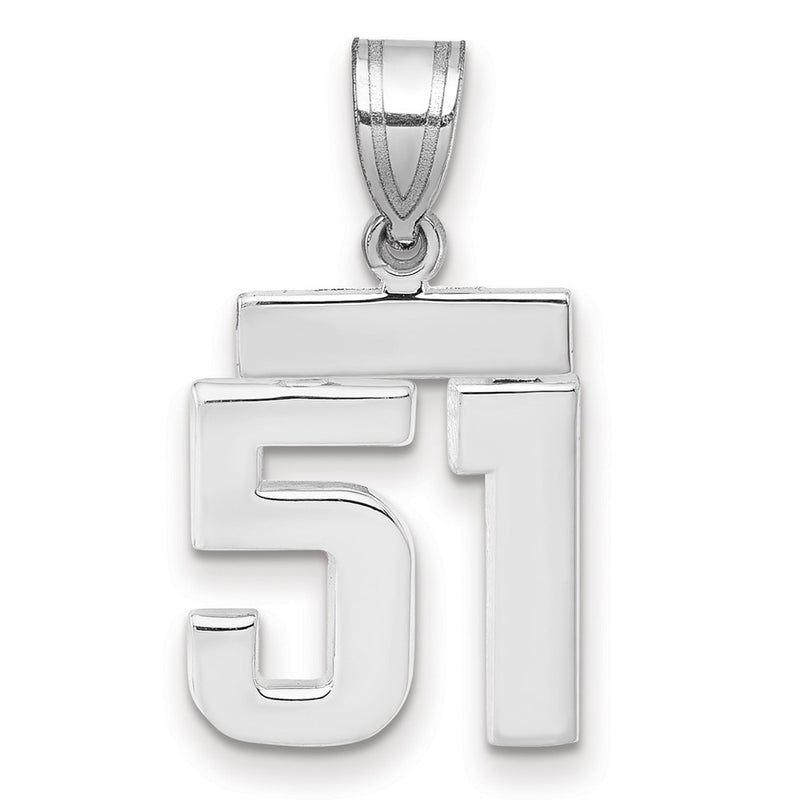 14k White Goldw Small Polished Number 51 Charm