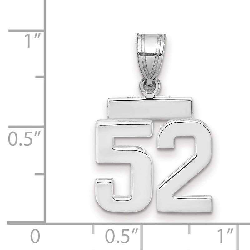 14k White Goldw Small Polished Number 52 Charm