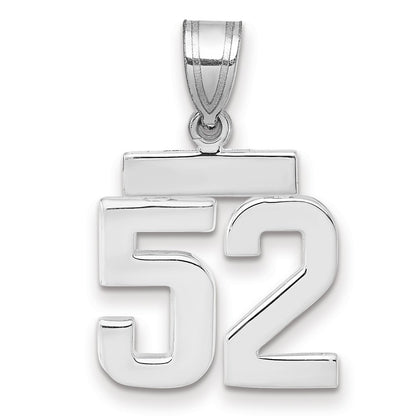 14k White Goldw Small Polished Number 52 Charm