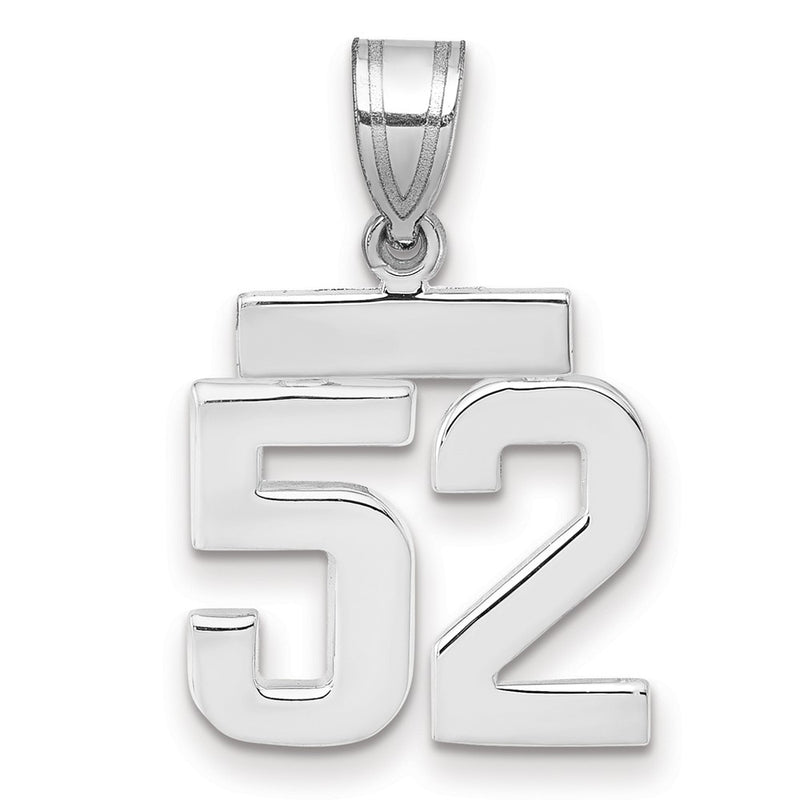 14k White Goldw Small Polished Number 52 Charm