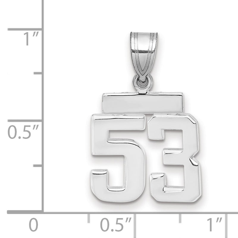 14k White Goldw Small Polished Number 53 Charm