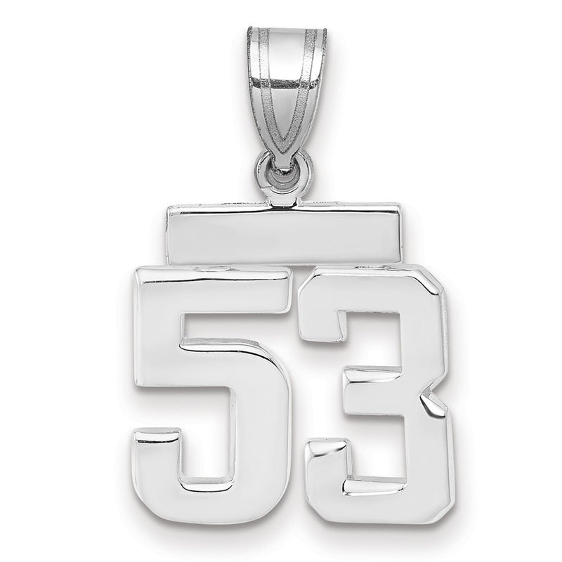 14k White Goldw Small Polished Number 53 Charm