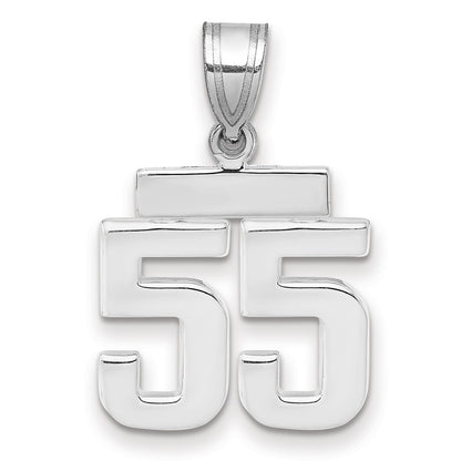 14k White Goldw Small Polished Number 55 Charm
