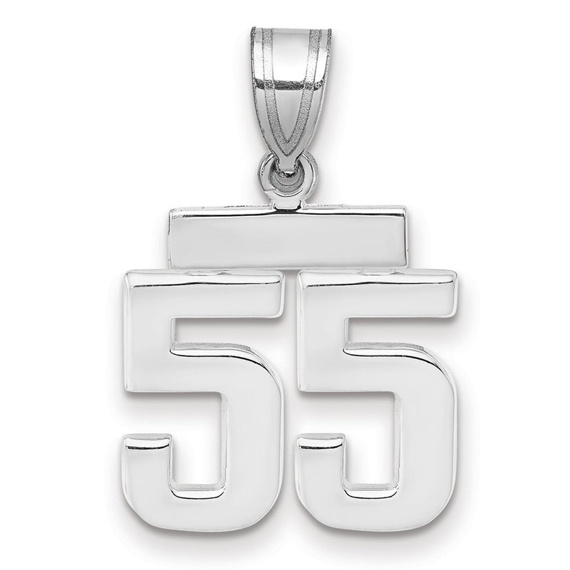 14k White Goldw Small Polished Number 55 Charm