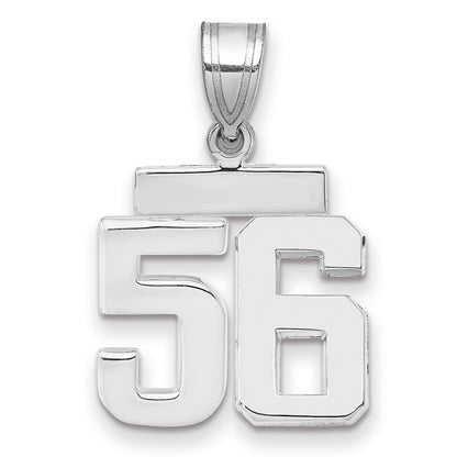 14k White Goldw Small Polished Number 56 Charm