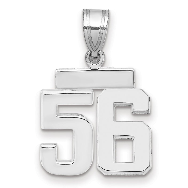14k White Goldw Small Polished Number 56 Charm