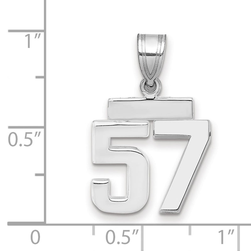 14k White Goldw Small Polished Number 57 Charm