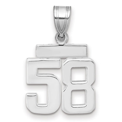 14k White Goldw Small Polished Number 58 Charm