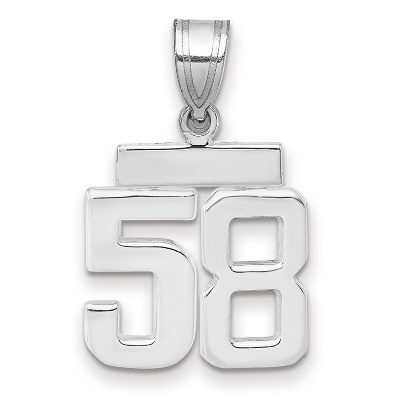 14k White Goldw Small Polished Number 58 Charm