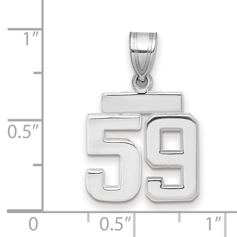 14k White Goldw Small Polished Number 59 Charm