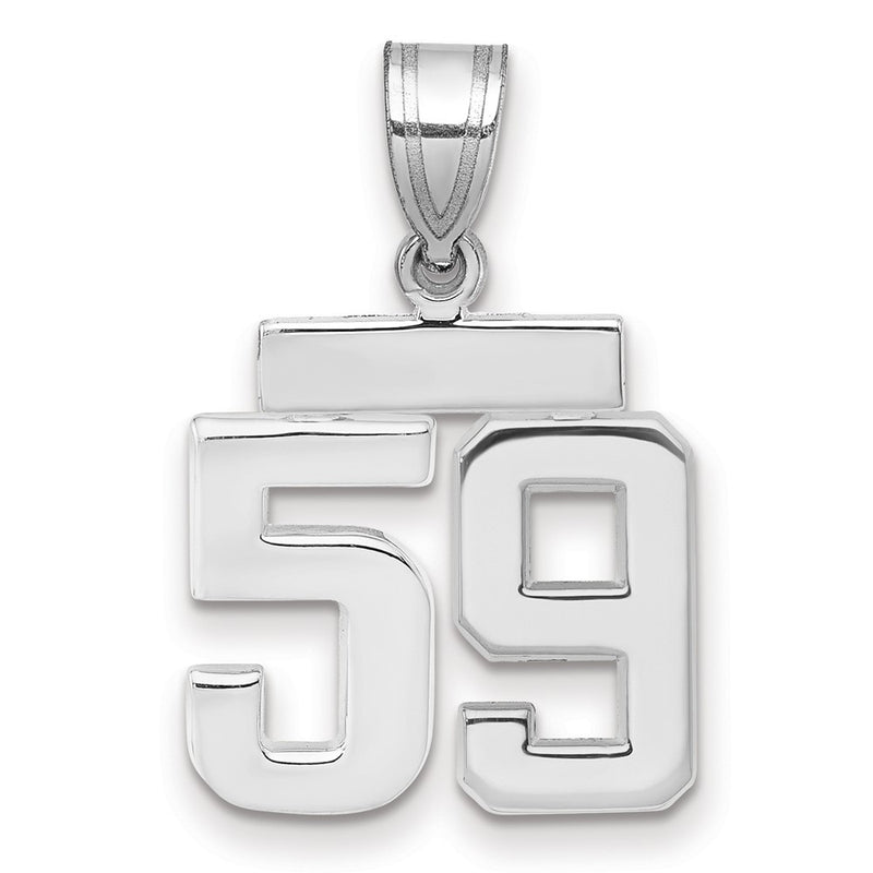 14k White Goldw Small Polished Number 59 Charm