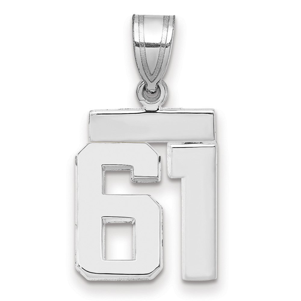 14k White Goldw Small Polished Number 61 Charm