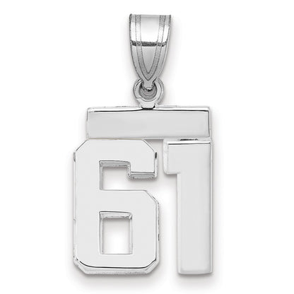 14k White Goldw Small Polished Number 61 Charm