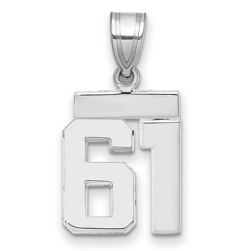 14k White Goldw Small Polished Number 61 Charm