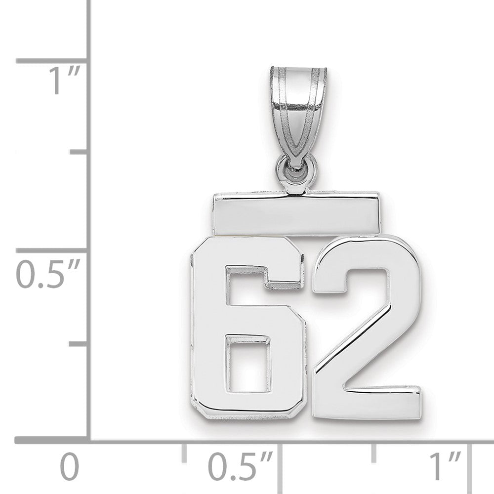 14k White Goldw Small Polished Number 62 Charm