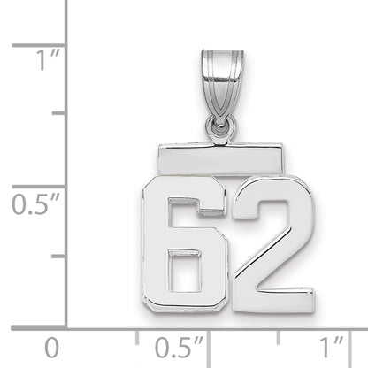 14k White Goldw Small Polished Number 62 Charm