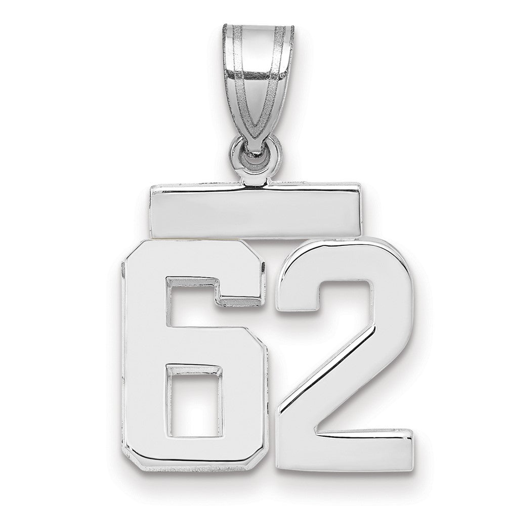 14k White Goldw Small Polished Number 62 Charm