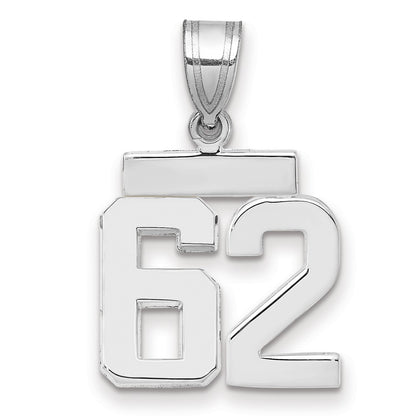 14k White Goldw Small Polished Number 62 Charm