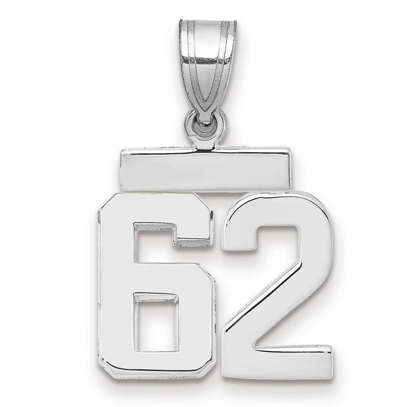 14k White Goldw Small Polished Number 62 Charm