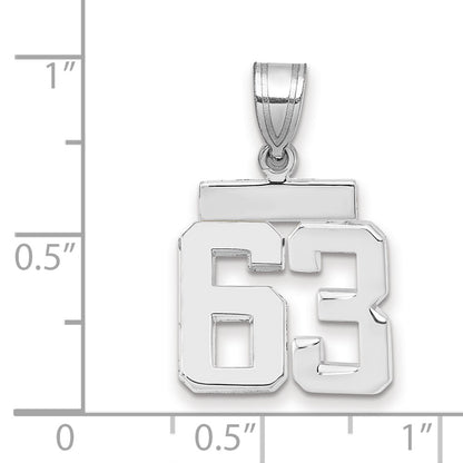 14k White Goldw Small Polished Number 63 Charm