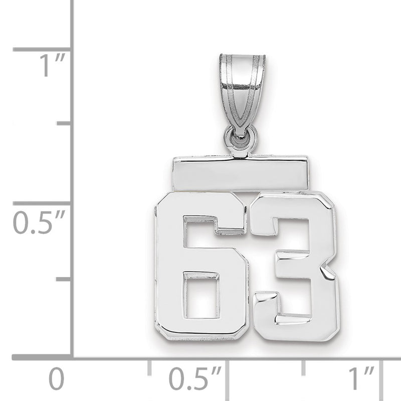 14k White Goldw Small Polished Number 63 Charm