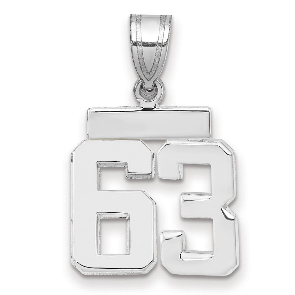 14k White Goldw Small Polished Number 63 Charm