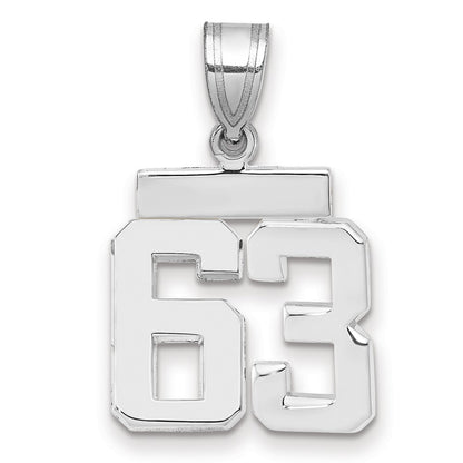 14k White Goldw Small Polished Number 63 Charm
