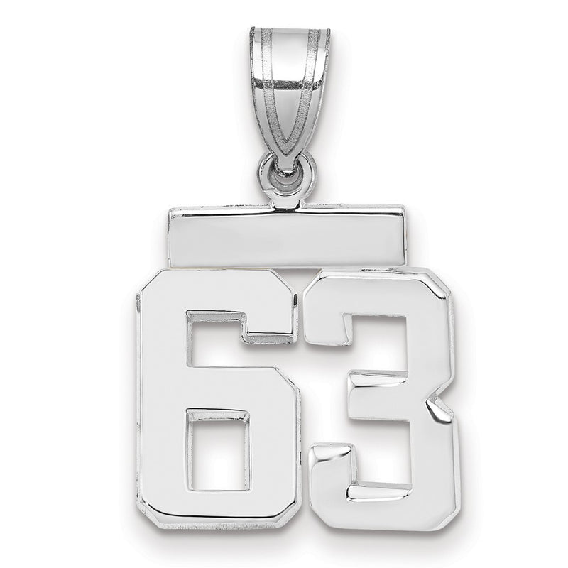 14k White Goldw Small Polished Number 63 Charm