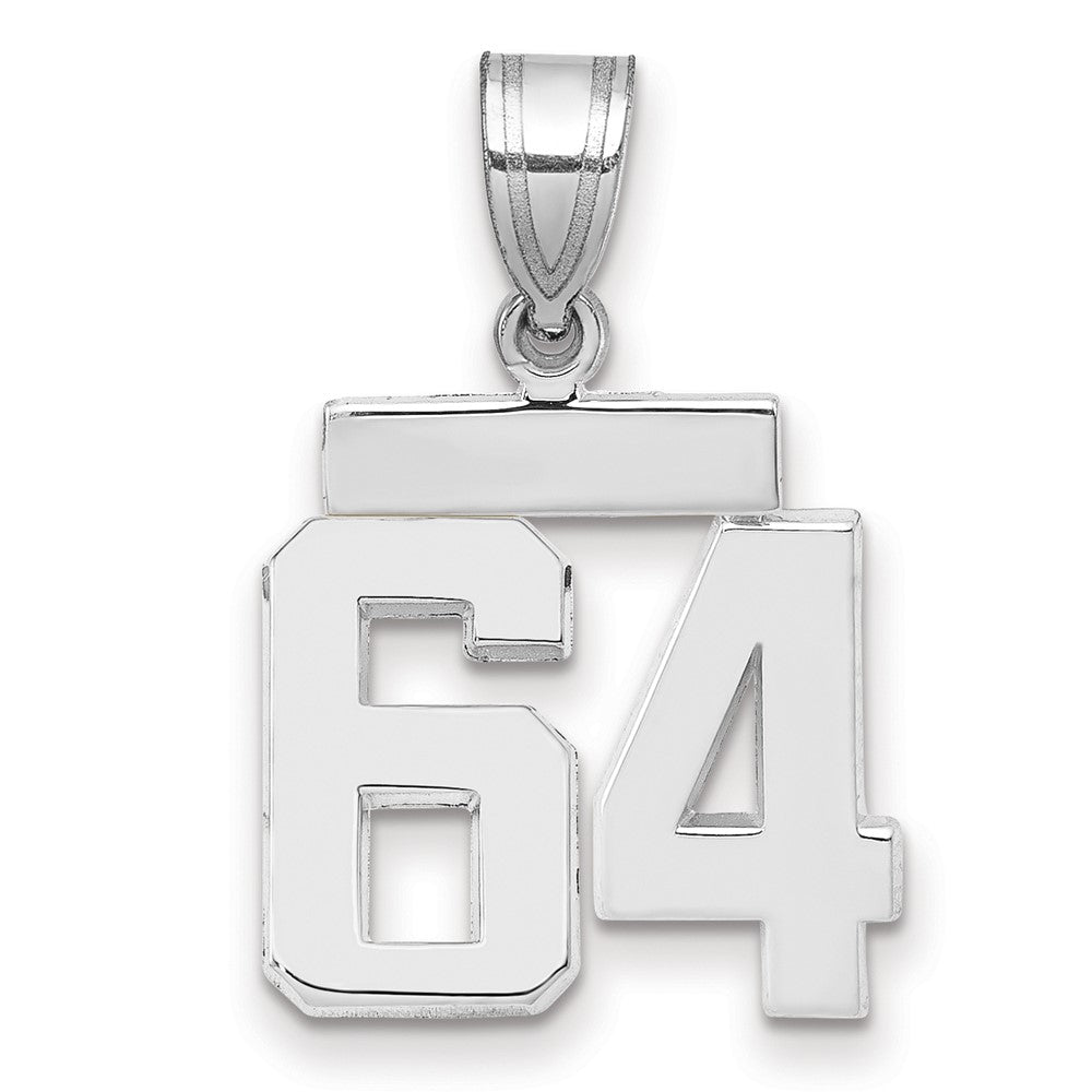 14k White Goldw Small Polished Number 64 Charm