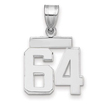 14k White Goldw Small Polished Number 64 Charm