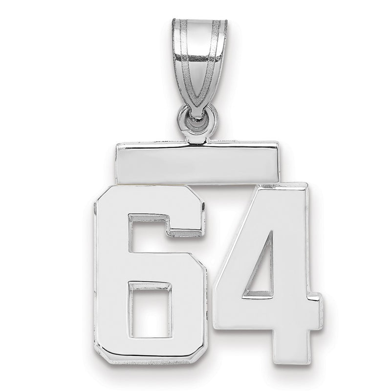 14k White Goldw Small Polished Number 64 Charm