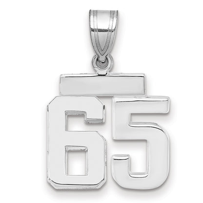 14k White Goldw Small Polished Number 65 Charm