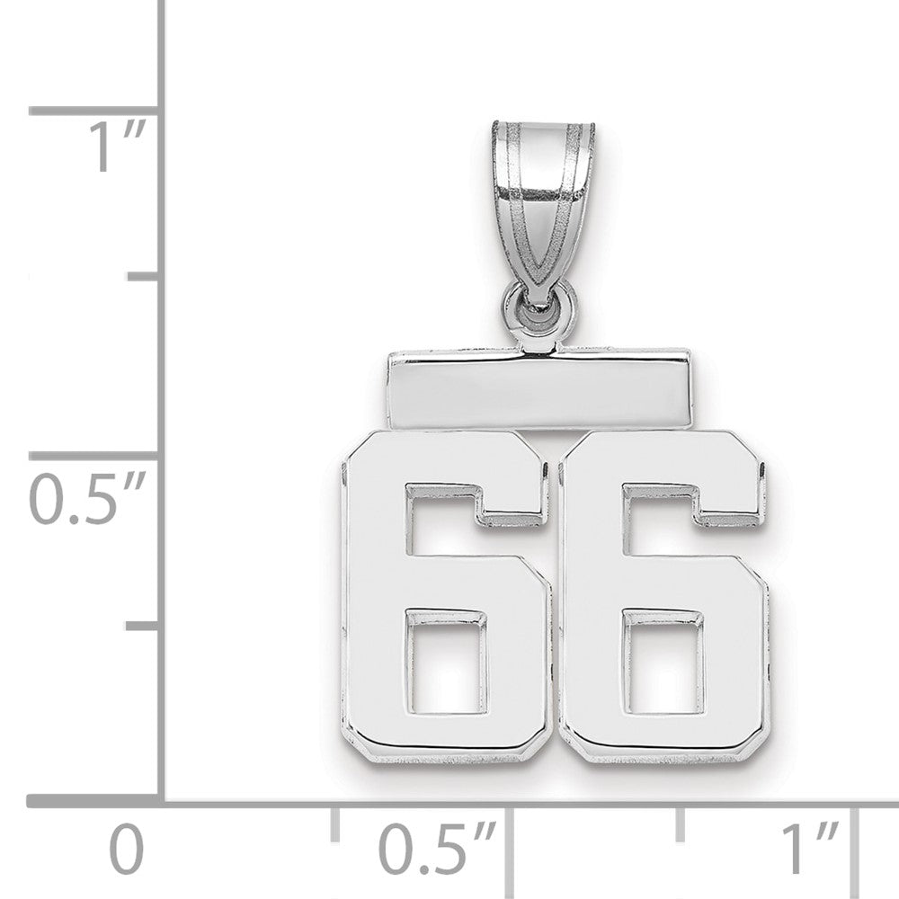 14k White Goldw Small Polished Number 66 Charm