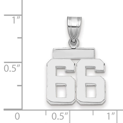 14k White Goldw Small Polished Number 66 Charm