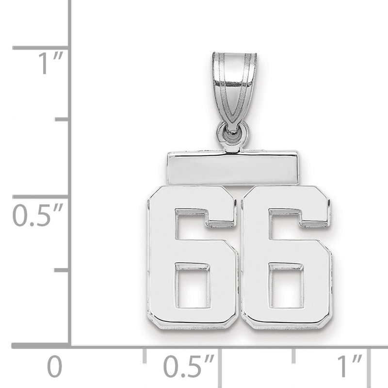 14k White Goldw Small Polished Number 66 Charm